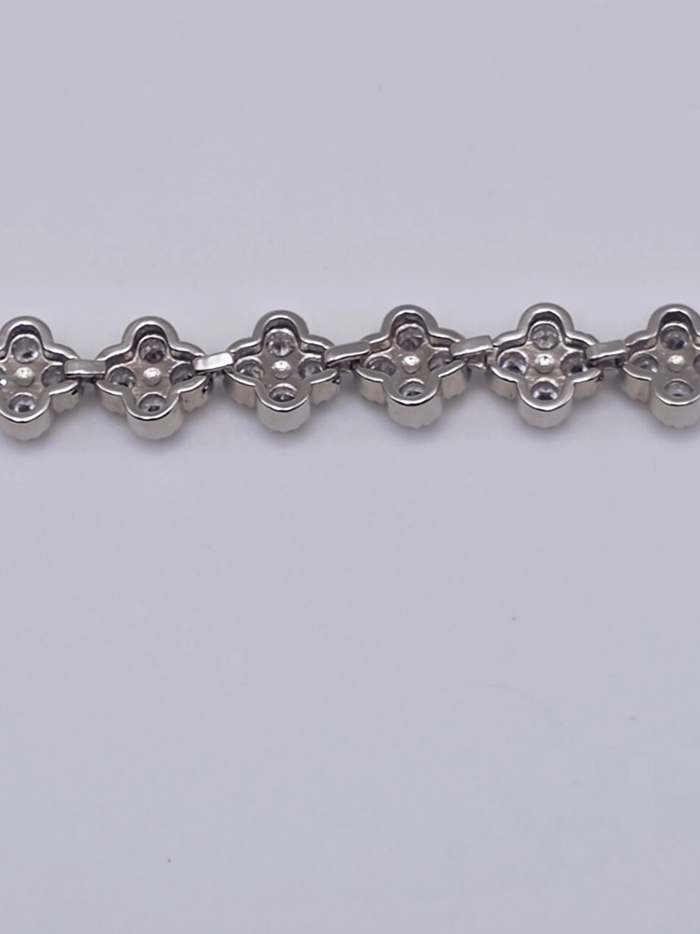 Sterling Silver Floral CZ Link Bracelet - White - Picture 6 of 6